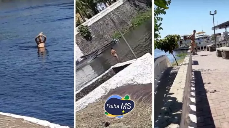 Homem é preso após mostrar órgão genital e nadar pelado no Rio Paraguai em Corumbá