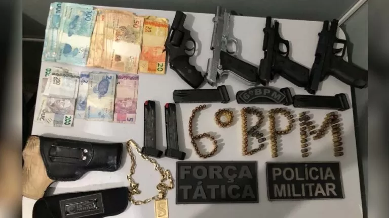 Polícia Militar apreende armas e quatro são detidos na Praça da Nova Corumbá