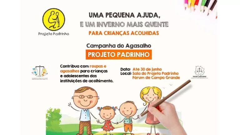 Projeto Padrinho pede doações de agasalhos para crianças acolhidas em Campo Grande