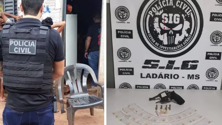 Polícia Civil de Ladário prende homem suspeito de tráfico e posse ilegal de arma de fogo