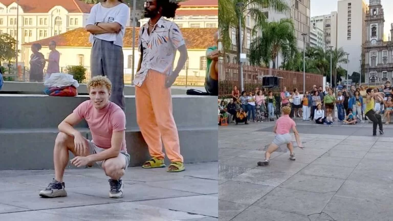 Bailarino da Cia de Dança do Pantanal se apresenta com artistas Tchecos e refugiados da Ucrânia