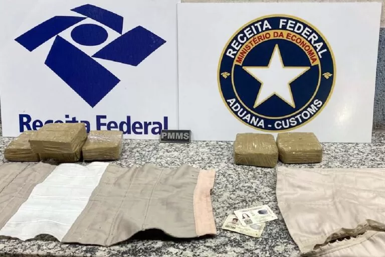 Operação da Receita Federal apreende mais de 5 quilos de entorpecentes na fronteira com a Bolívia