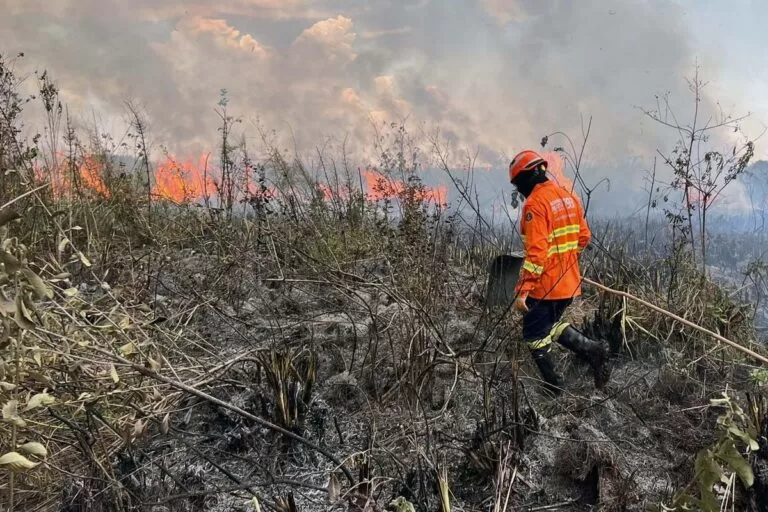 Bombeiros iniciam combate aéreo a focos de incêndio em Bonito