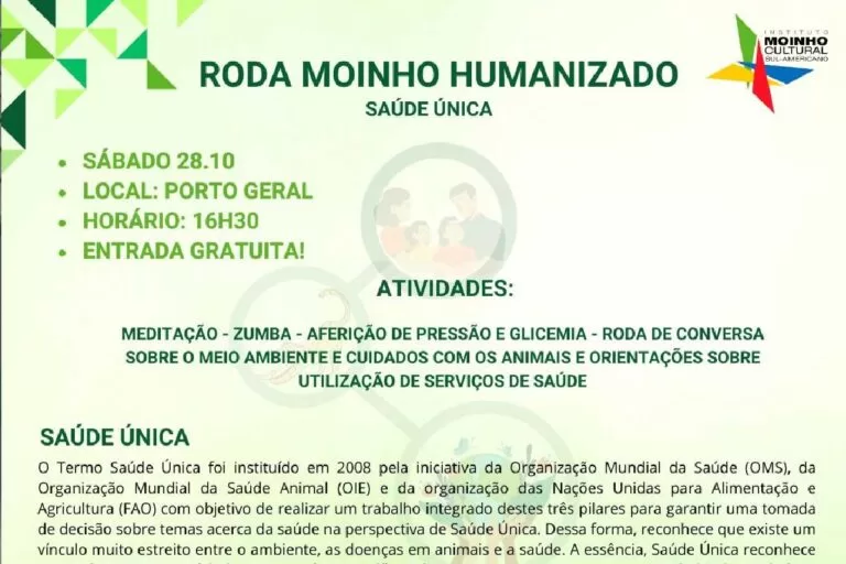 Moinho Cultural promove Roda Moinho Humanizado – Saúde Única neste fim de semana