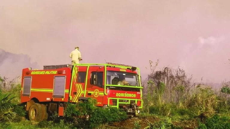 Bombeiros combatem incêndios em duas regiões no Pantanal