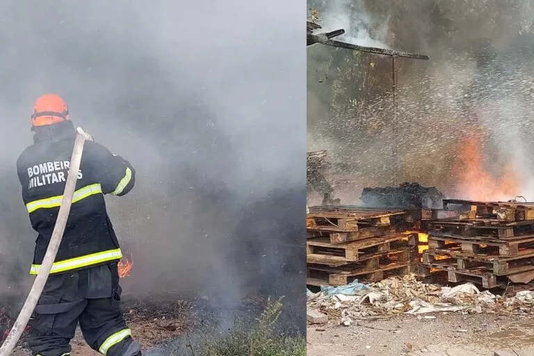 Incêndio em materiais recicláveis é controlado pelo Corpo de Bombeiros no centro de Corumbá