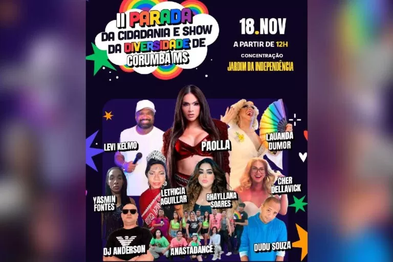 Parada da Cidadania e Show da Diversidade ocorre dia 18 em Corumbá