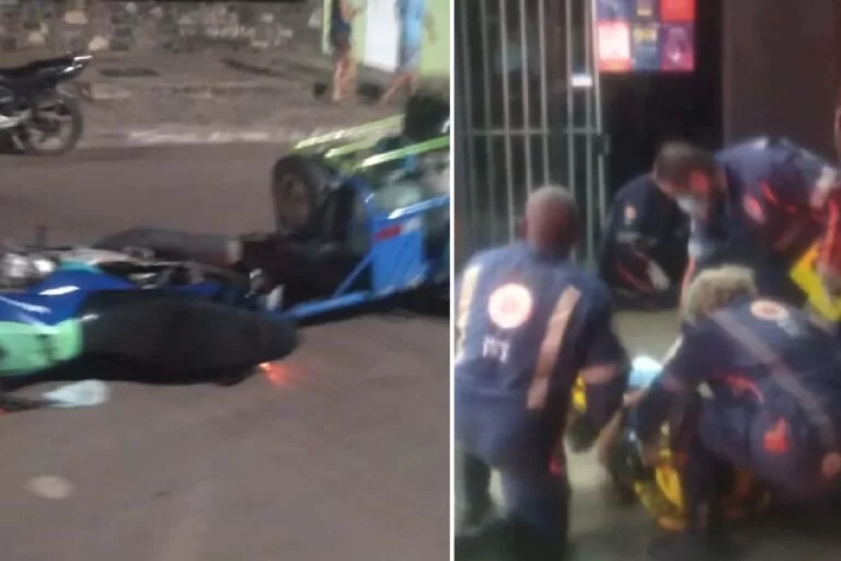 Vídeo: Casal é arremessado em colisão entre motos na parte alta de Corumbá