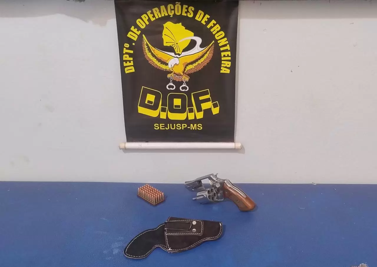 DOF prende homem com arma de fogo e municoes em Folha MS