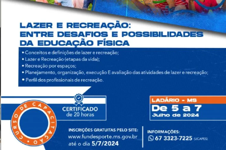 FUNEL promove curso gratuito de recreação para educação física em Ladário