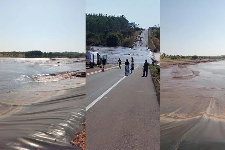 Rompimento de barragem em Jaraguari causa interdição da BR-163