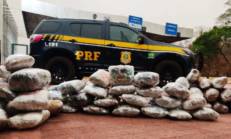 PRF apreende 49,5 kg de Skunk escondidos em caminhão de mudanças em Corumbá