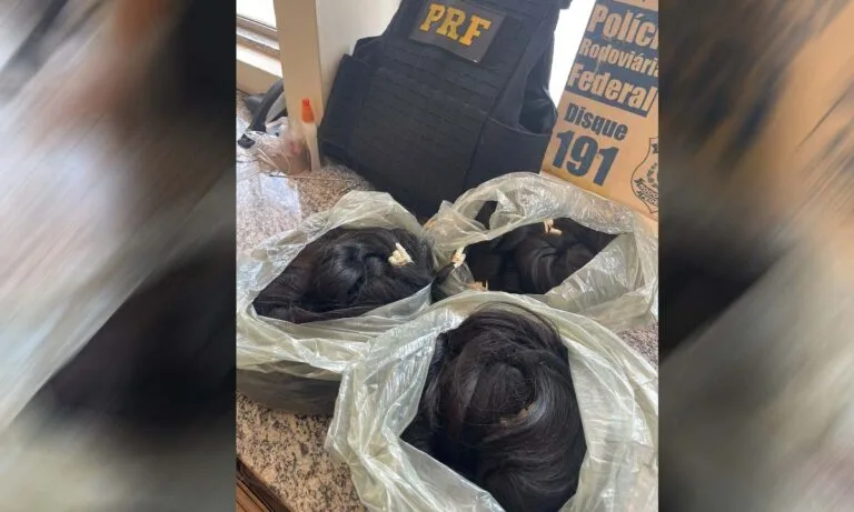 PRF apreende 10 kg de cabelos humanos sem documentação na BR-262