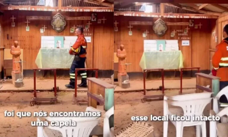 Capela intacta emociona bombeiros em meio às cinzas de incêndios no Pantanal