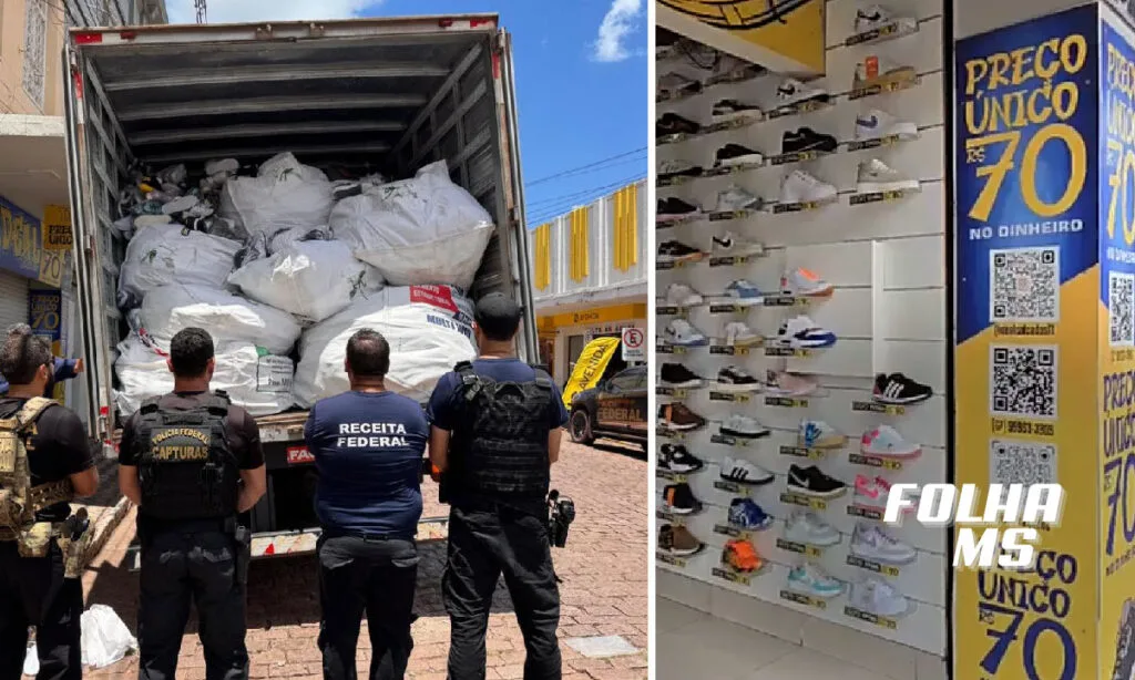 Receita Federal amplia cerco ao contrabando em Corumbá e apreende R$ 41 milhões no semestre 3 Tênis Falsificados
