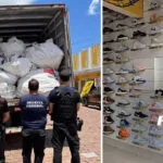 Receita Federal e Polícia Federal apreendem 3 mil tênis falsificados em Corumbá