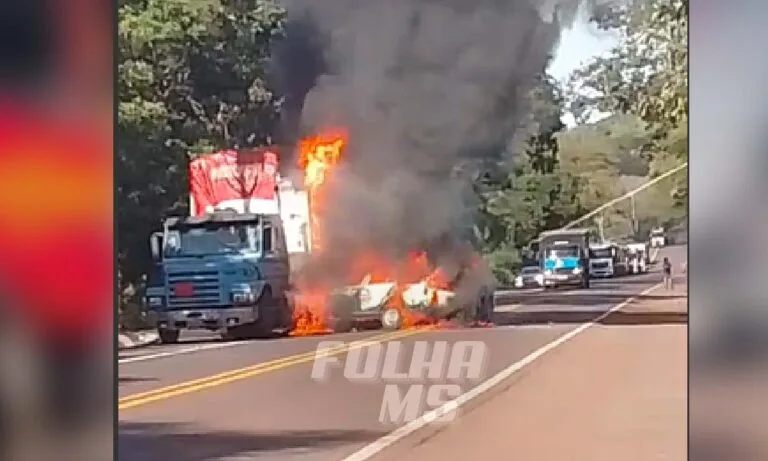 Incêndio toma conta de veículos após acidente com mortes na BR-262 | vídeo