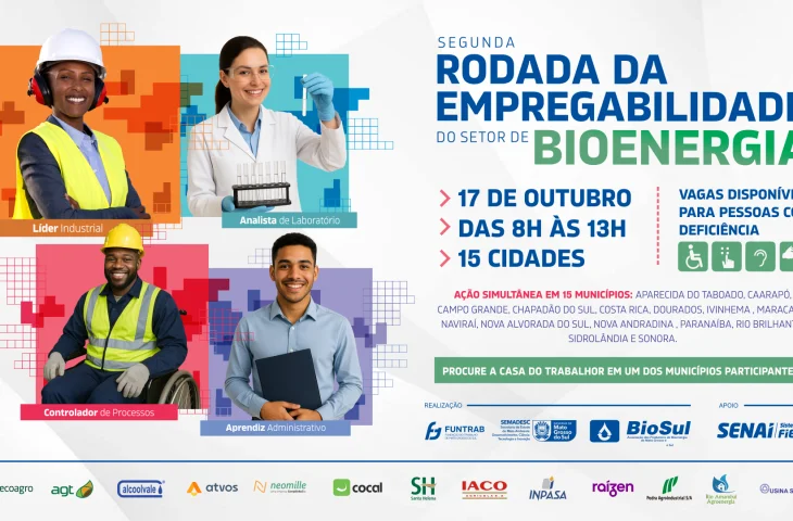 Leia mais sobre o artigo Rodada de Empregabilidade da Bioenergia oferece mais de 630 vagas em 15 municípios de MS